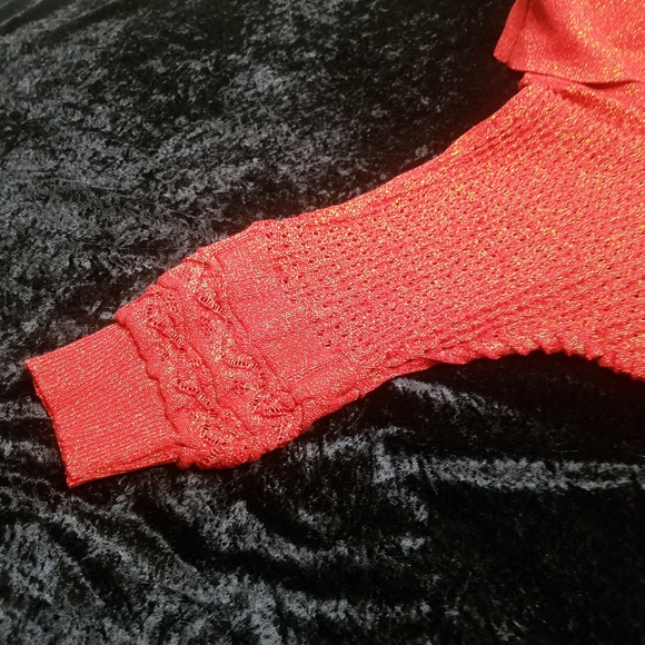 Vintage 90s Metallic Cowl Neck Knit Sweater - Picture 5 of 8